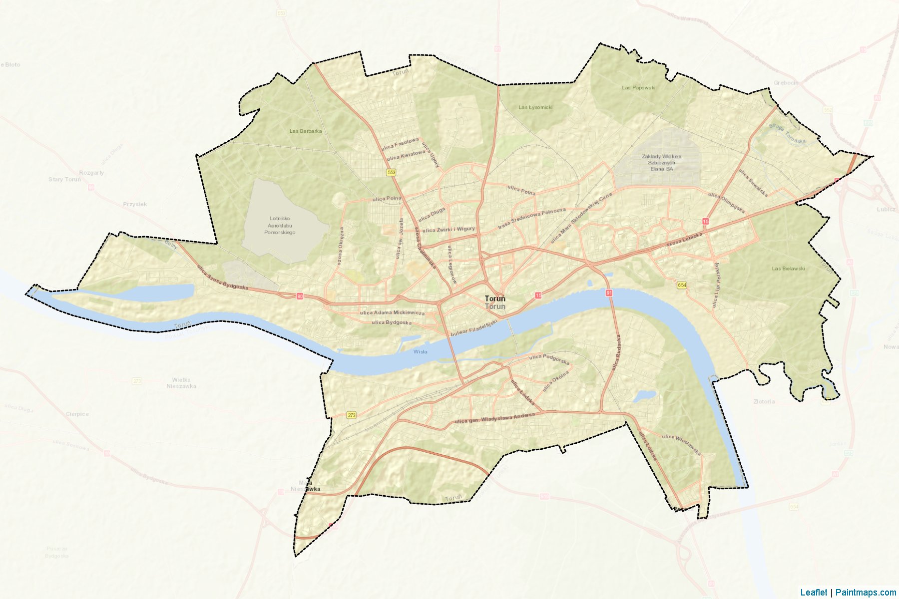 Muestras de recorte de mapas Toruń (Kujawsko-Pomorskie)-2