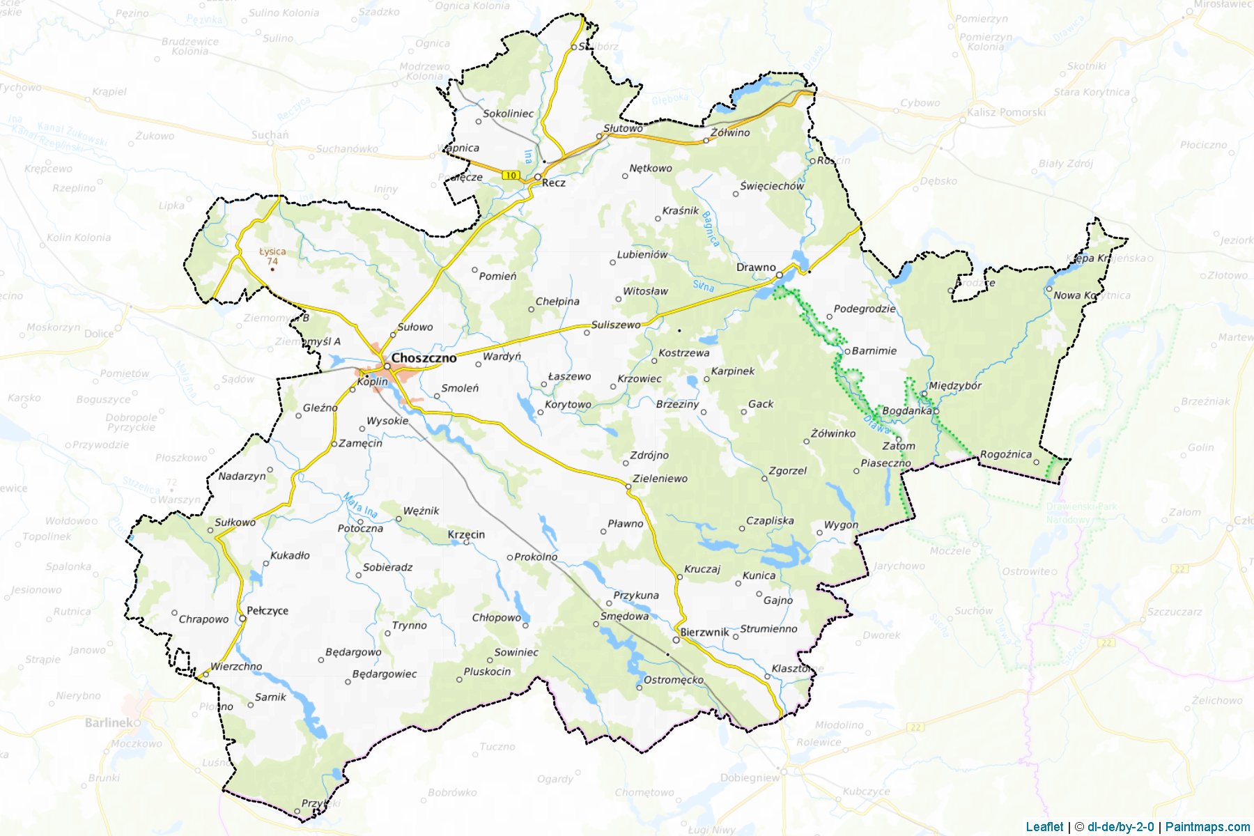 Muestras de recorte de mapas Choszczeński (Zachodniopomorskie)-1