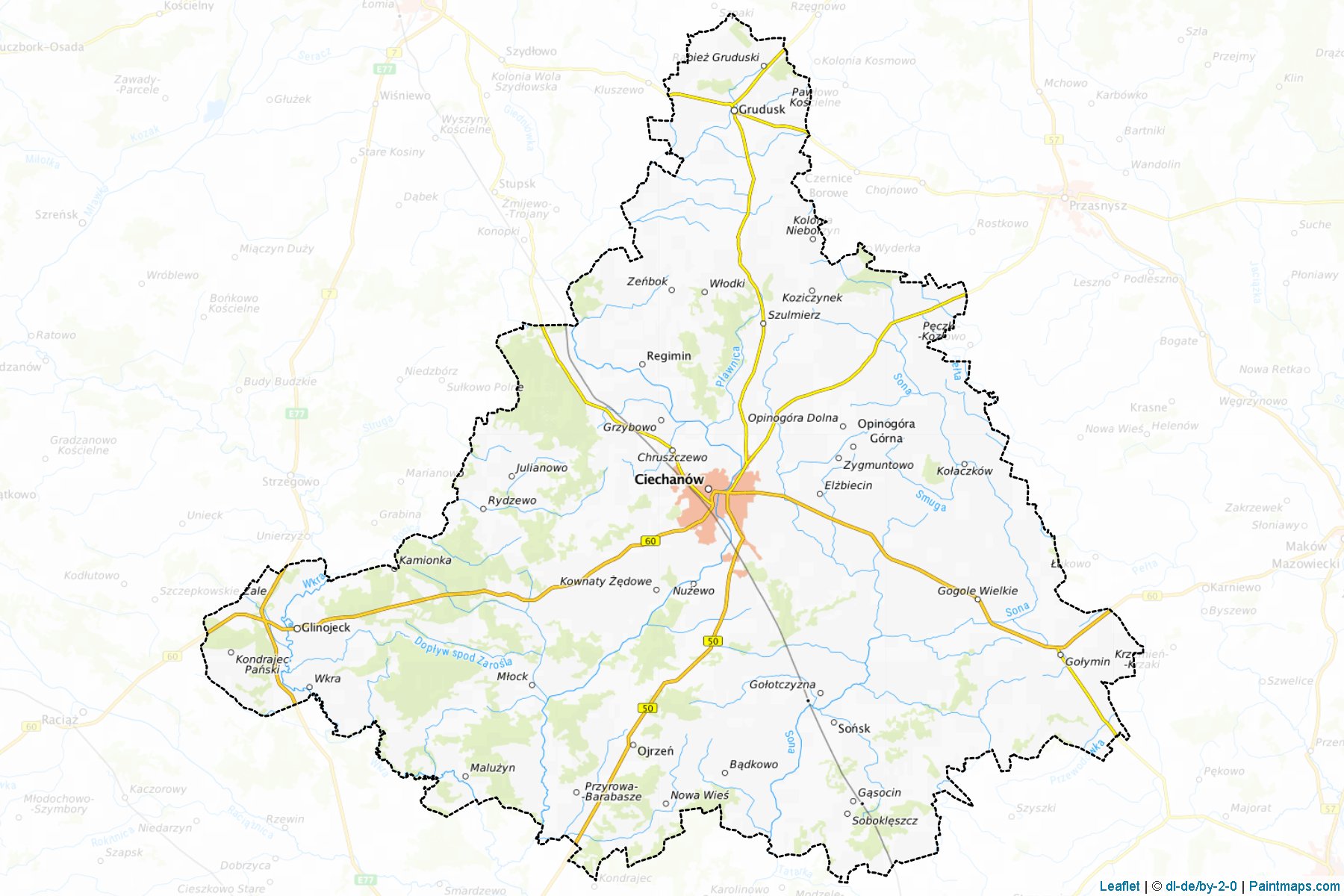 Muestras de recorte de mapas Ciechanowski (Mazowieckie)-1