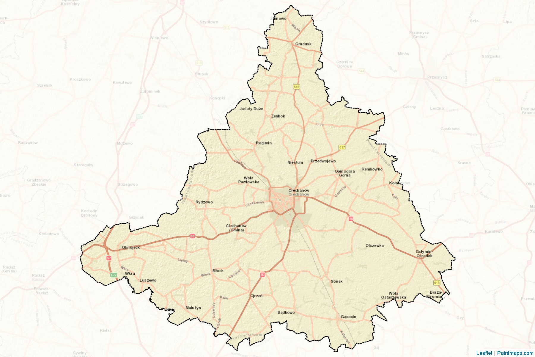 Muestras de recorte de mapas Ciechanowski (Mazowieckie)-2