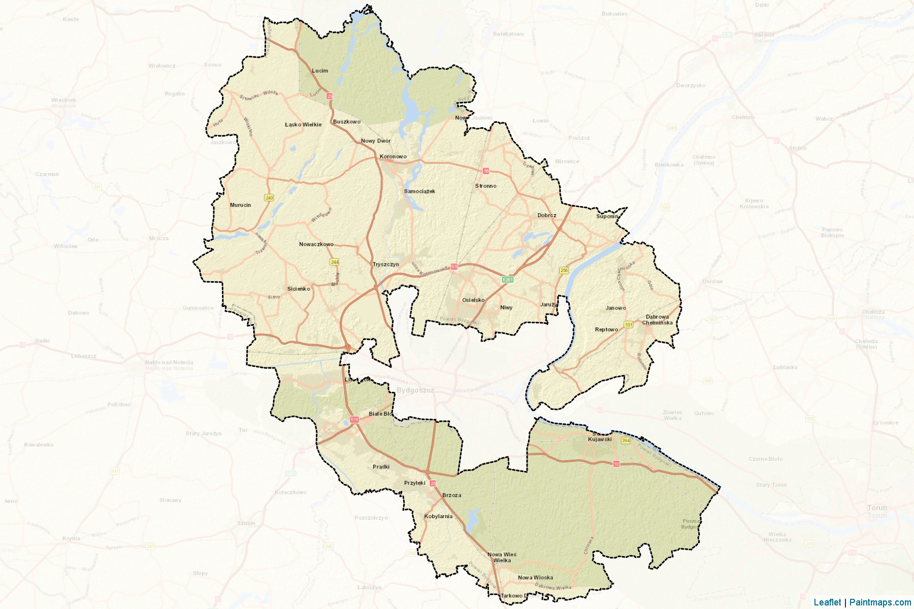 Bydgoszcz County (Kujawsko-pomorskie) Map Cropping Samples-2