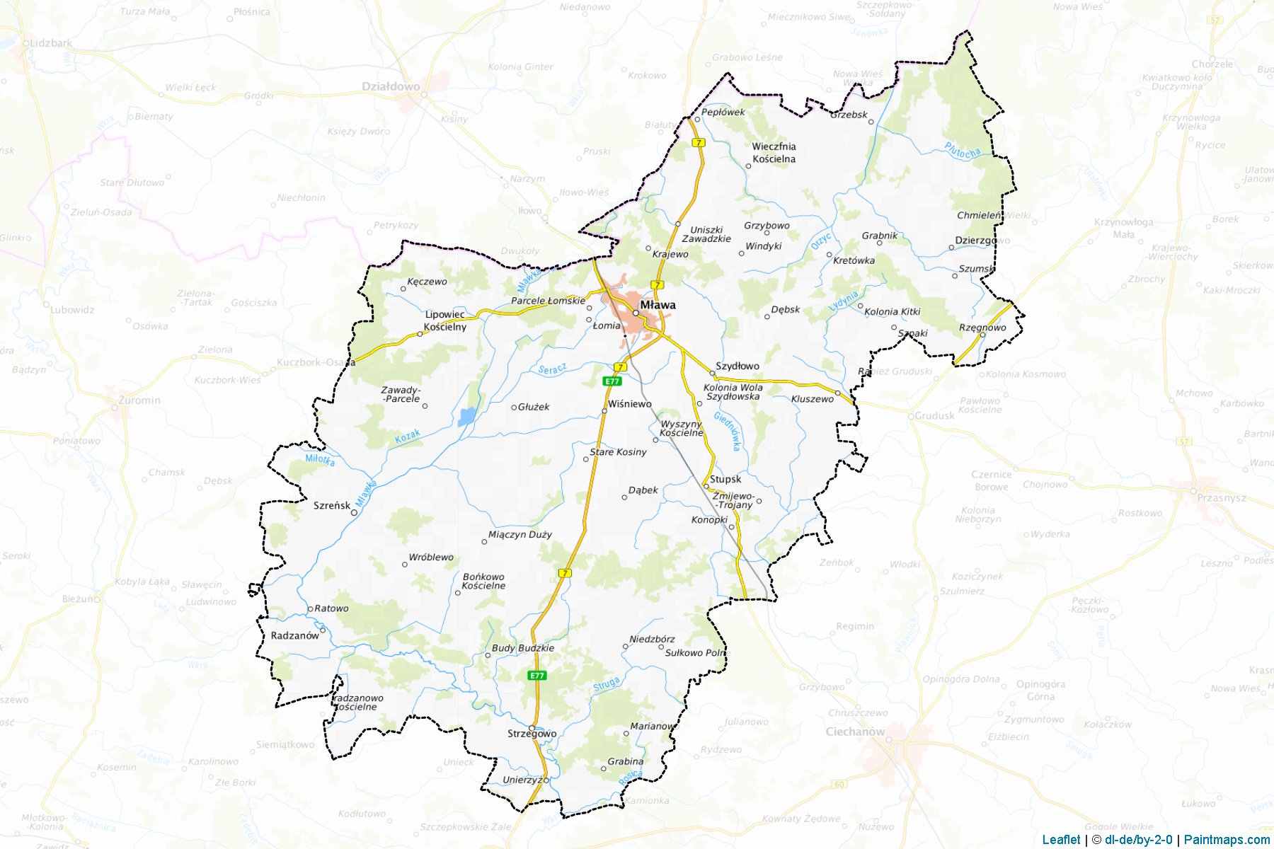 Muestras de recorte de mapas Mławski (Mazowieckie)-1