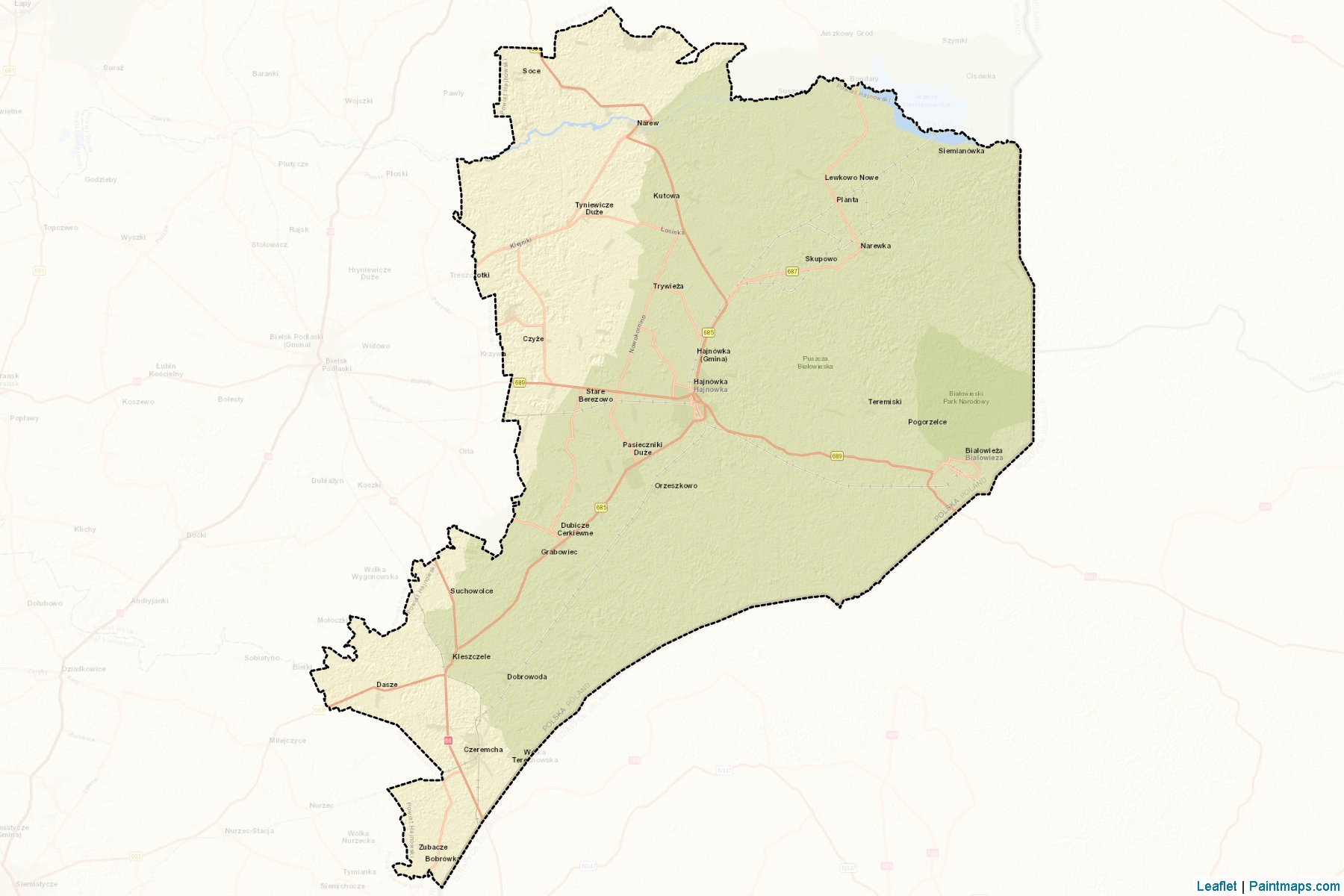 Hajnówka County (Podlaskie) Map Cropping Samples-2