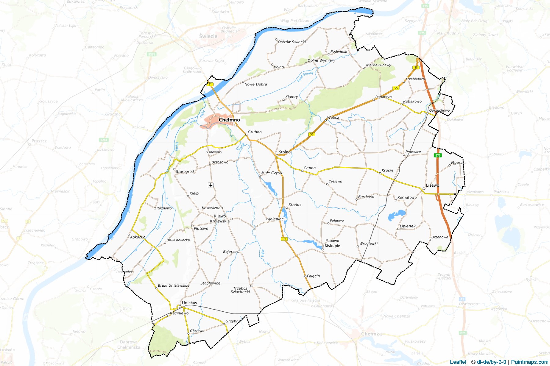 Muestras de recorte de mapas Chełmiński (Kujawsko-Pomorskie)-1