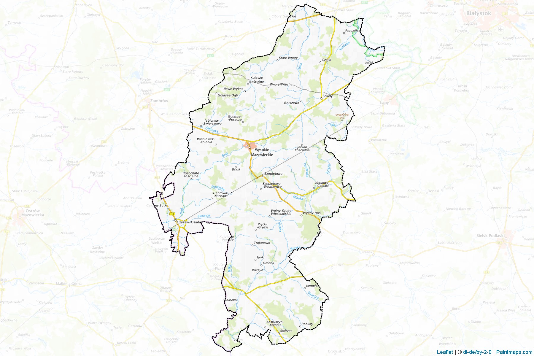 Wysokie Mazowieckie (Podlaskie) Map Cropping Samples-1