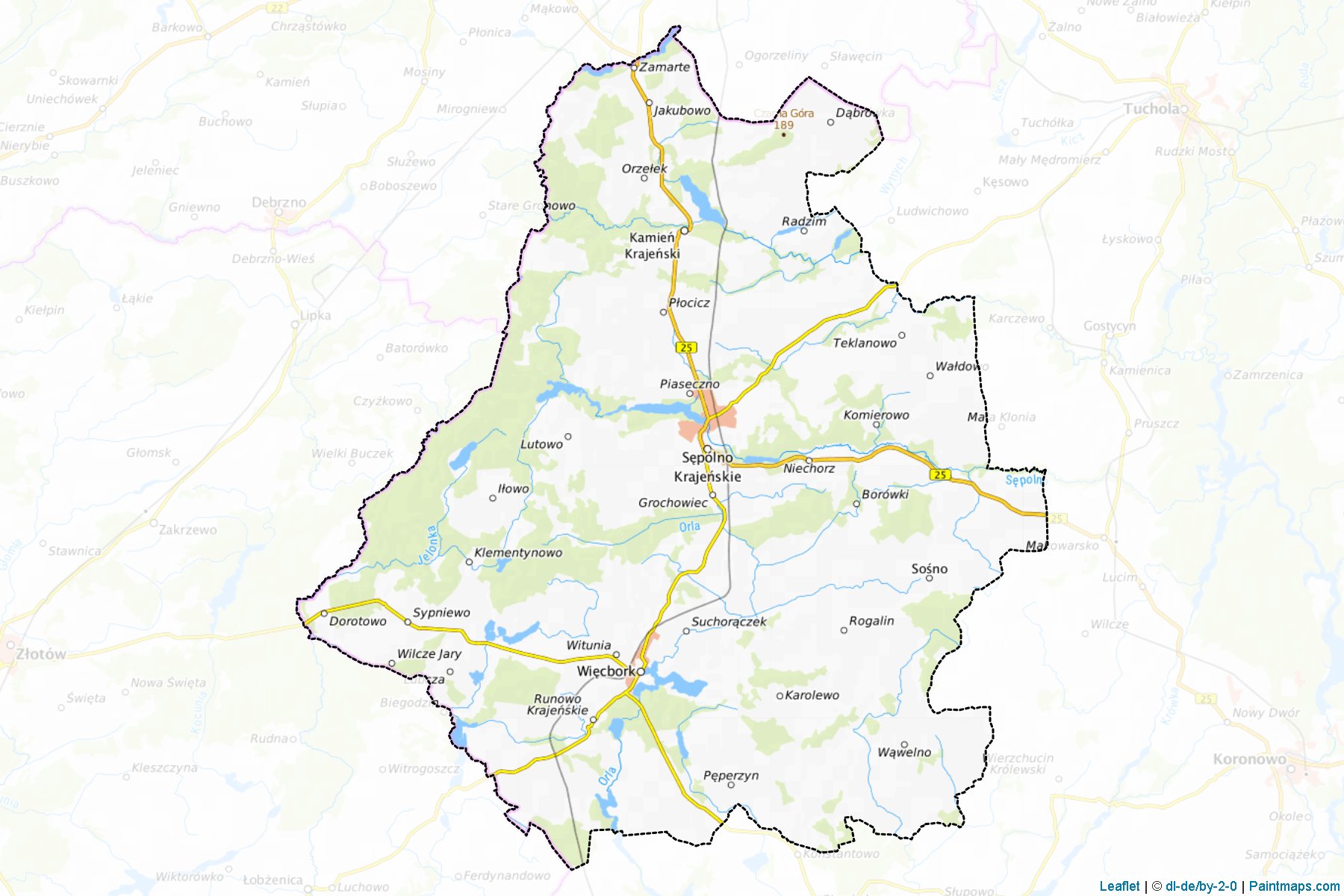 Muestras de recorte de mapas Sępoleński (Kujawsko-Pomorskie)-1