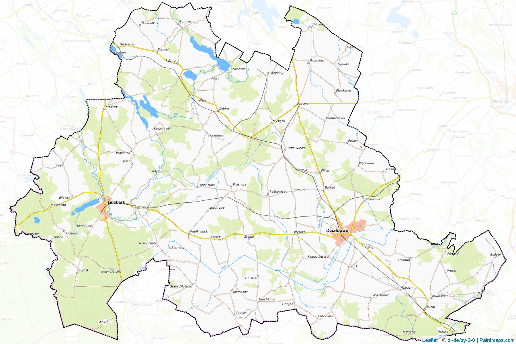 Muestras de recorte de mapas Działdowski (Warmińsko-Mazurskie)-1