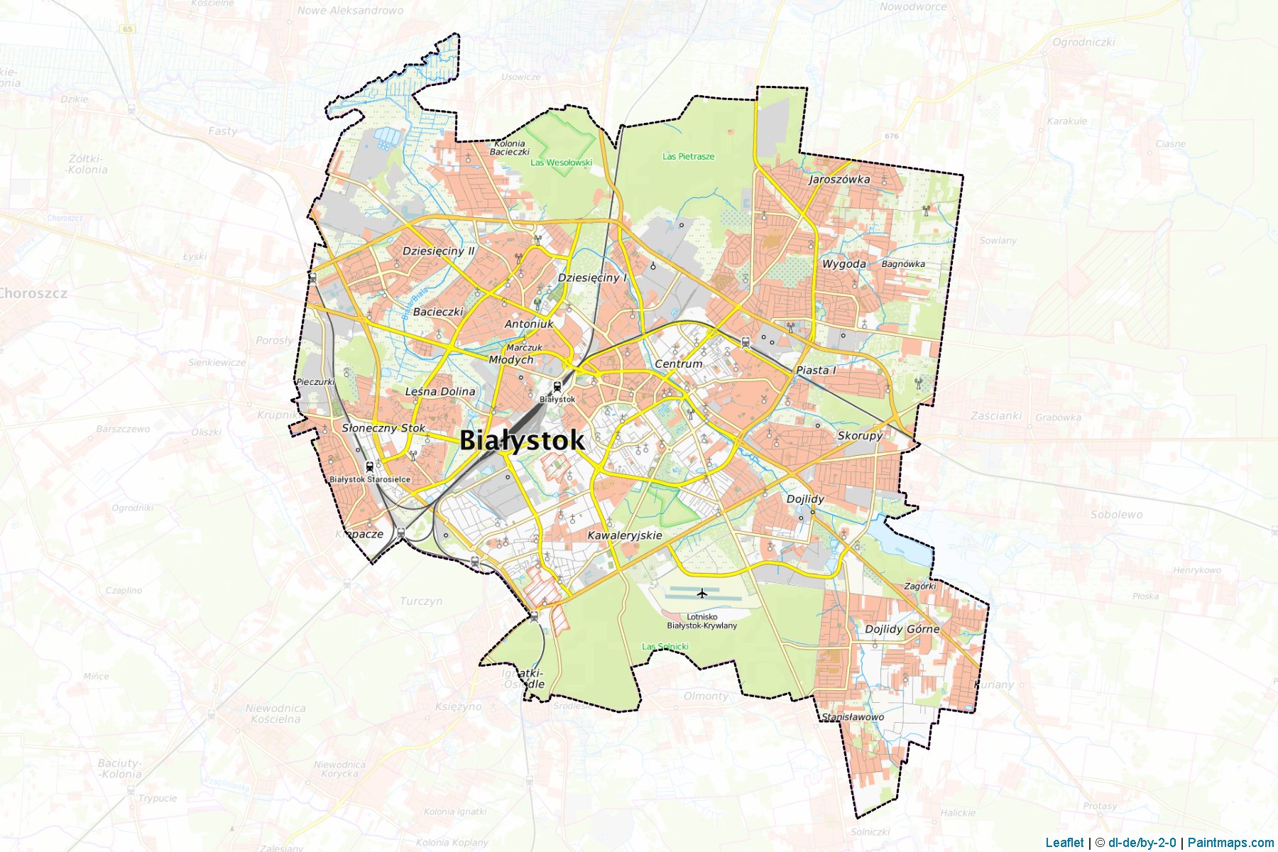 Muestras de recorte de mapas Białystok (Podlaskie)-1