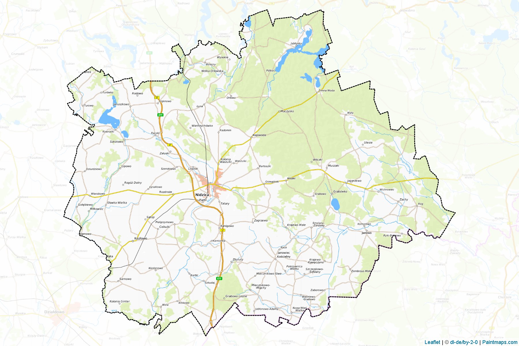 Muestras de recorte de mapas Nidzicki (Warmińsko-Mazurskie)-1