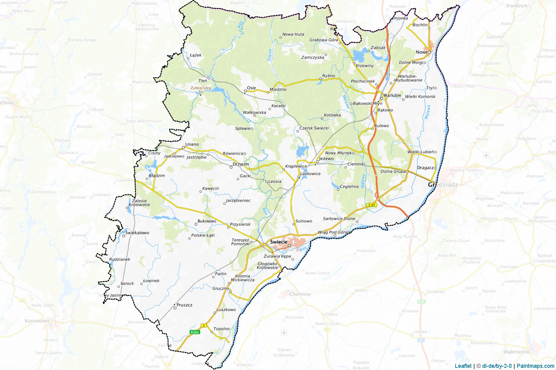 Muestras de recorte de mapas Świecki (Kujawsko-Pomorskie)-1