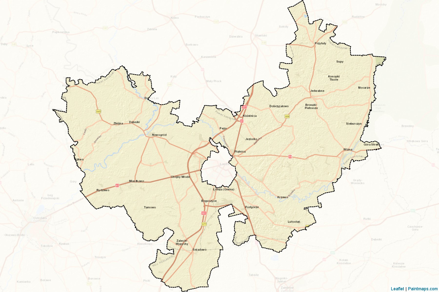 Muestras de recorte de mapas Łomżyński (Podlaskie)-2