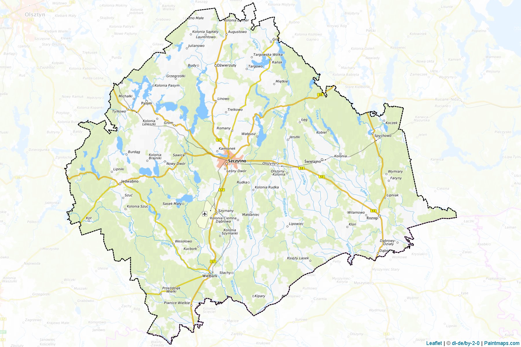 Szczycieński (Warmian-Masurian Voivodeship) Map Cropping Samples-1