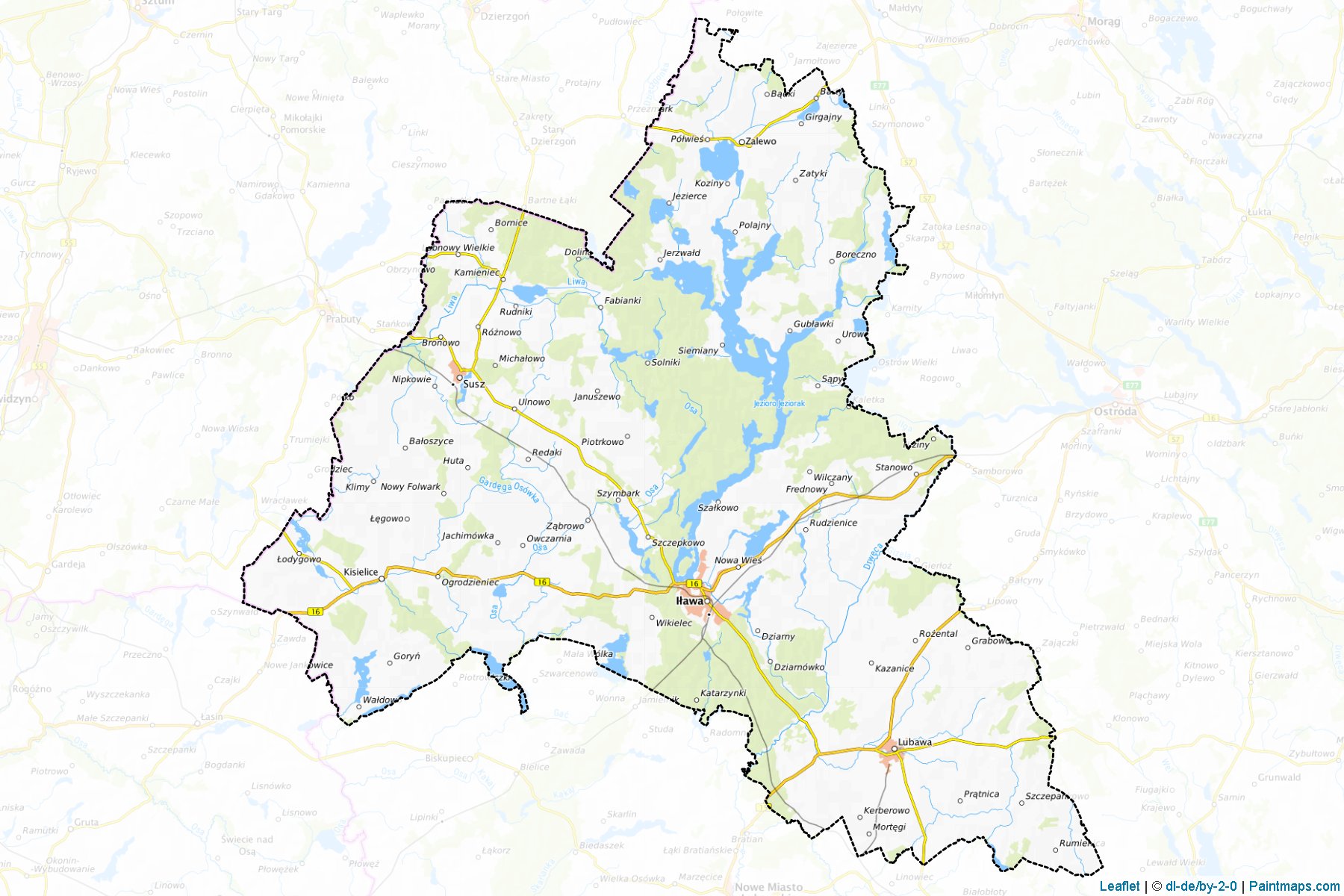 Muestras de recorte de mapas Iławski (Warmińsko-Mazurskie)-1