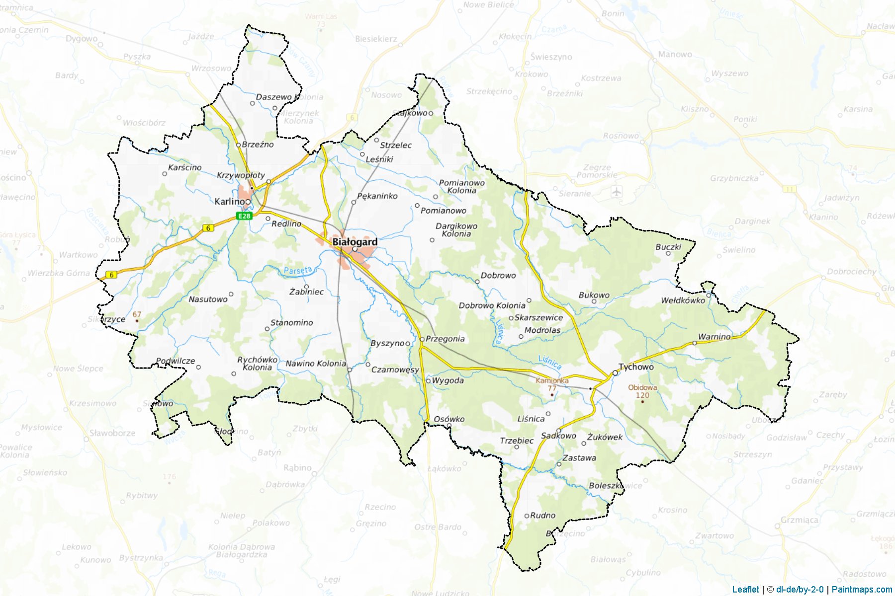 Muestras de recorte de mapas Białogardzki (Zachodniopomorskie)-1