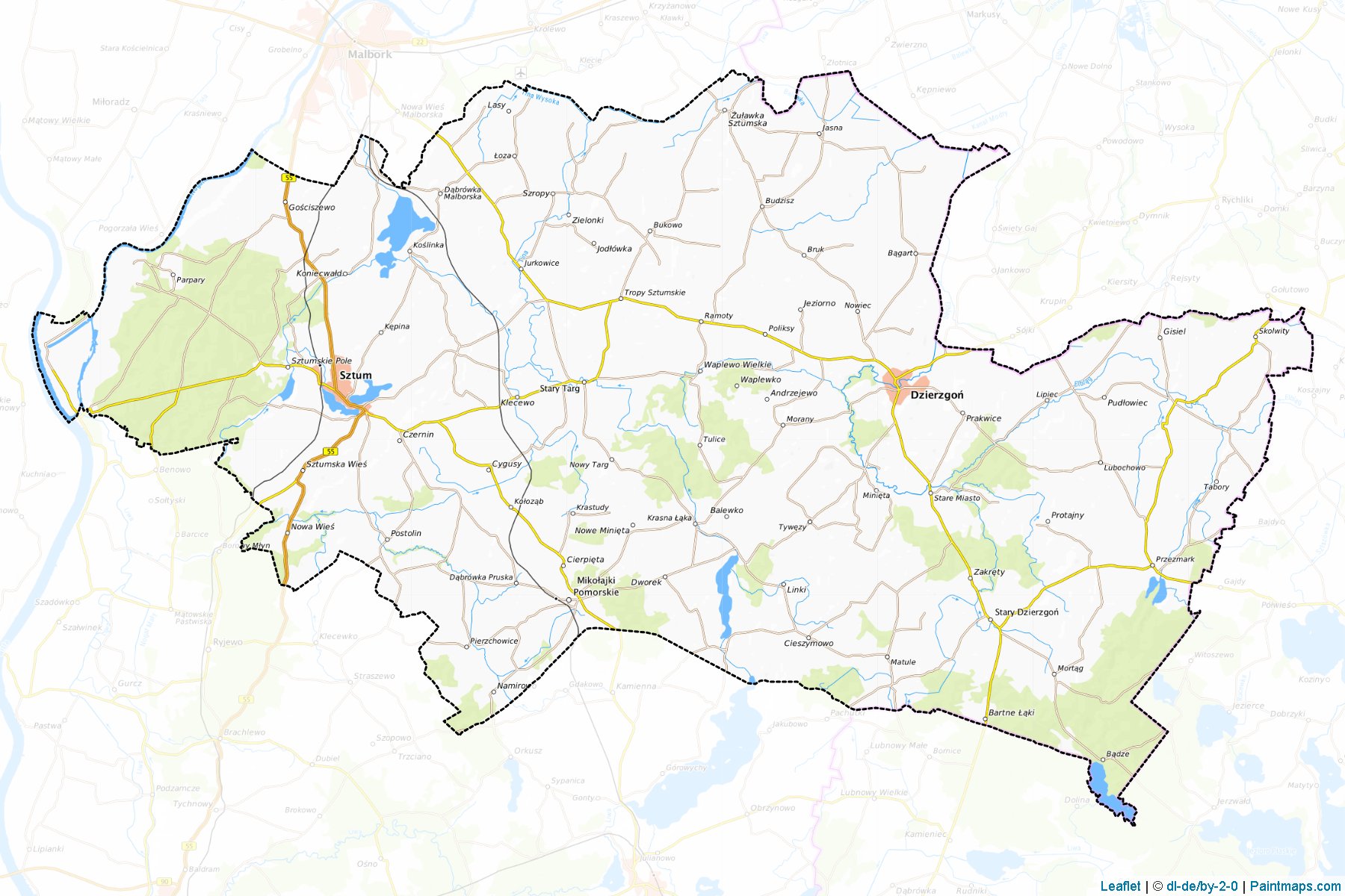 Muestras de recorte de mapas Sztumski (Pomorskie)-1