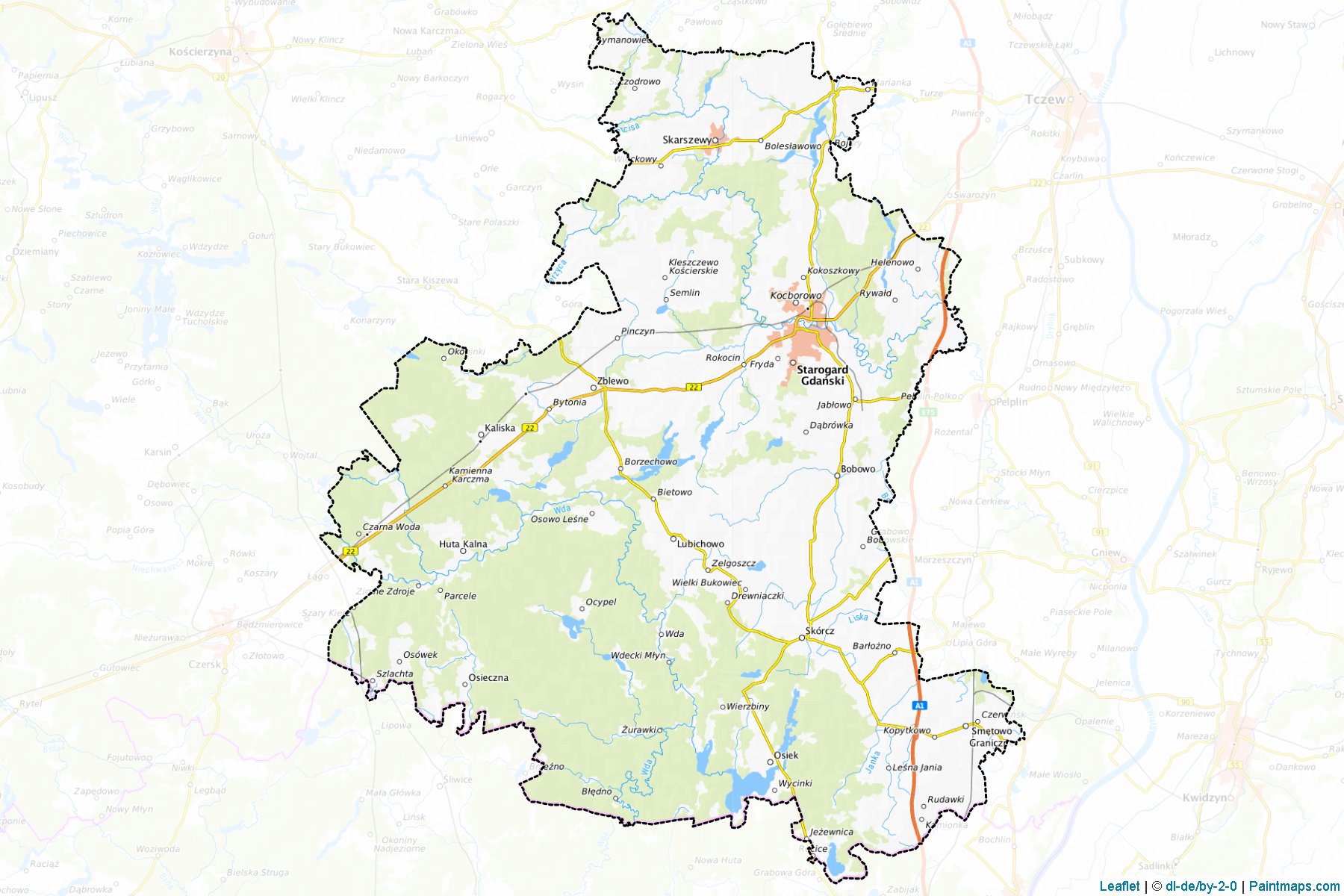 Muestras de recorte de mapas Starogardzki (Pomorskie)-1