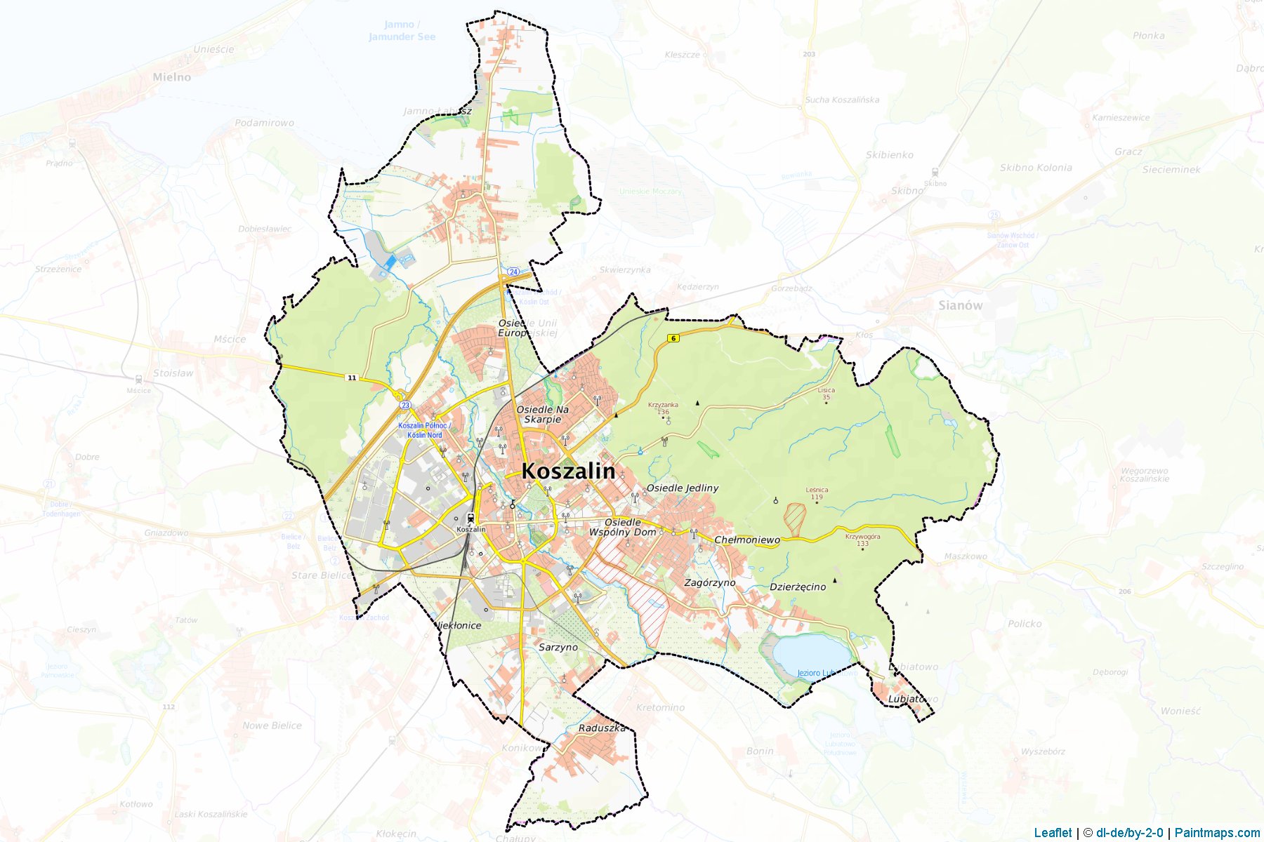 Koszalin (Zachodniopomorskie) Map Cropping Samples-1