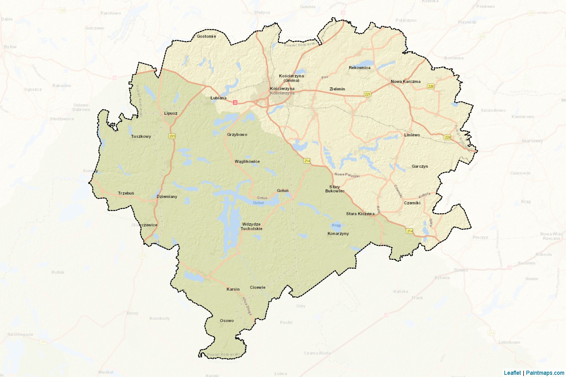 Muestras de recorte de mapas Kościerski (Pomorskie)-2