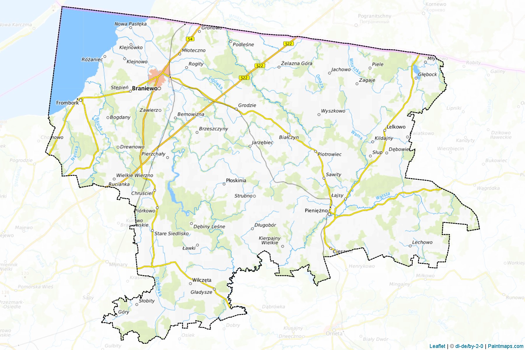 Braniewo (Warmian-Masurian Voivodeship) Map Cropping Samples-1