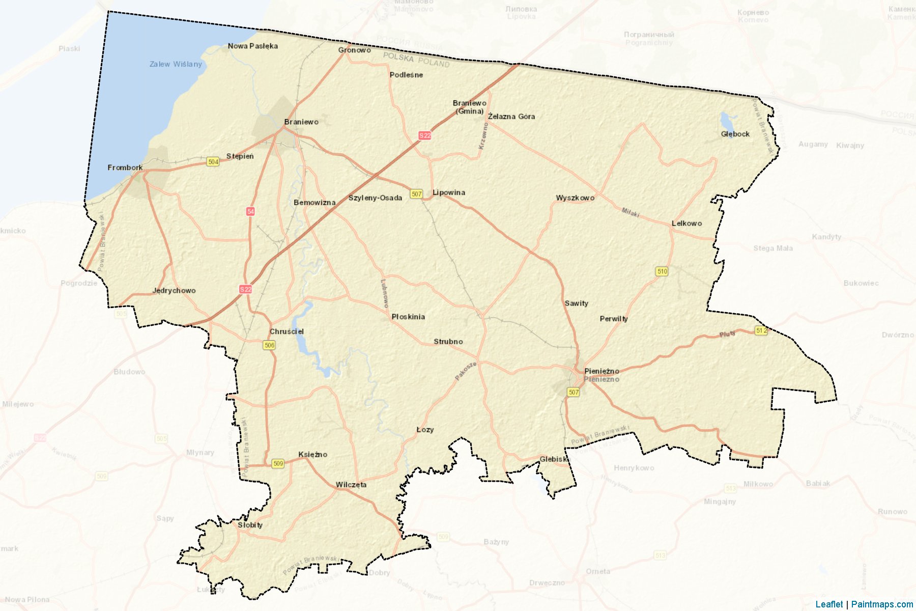 Braniewo (Warmian-Masurian Voivodeship) Map Cropping Samples-2