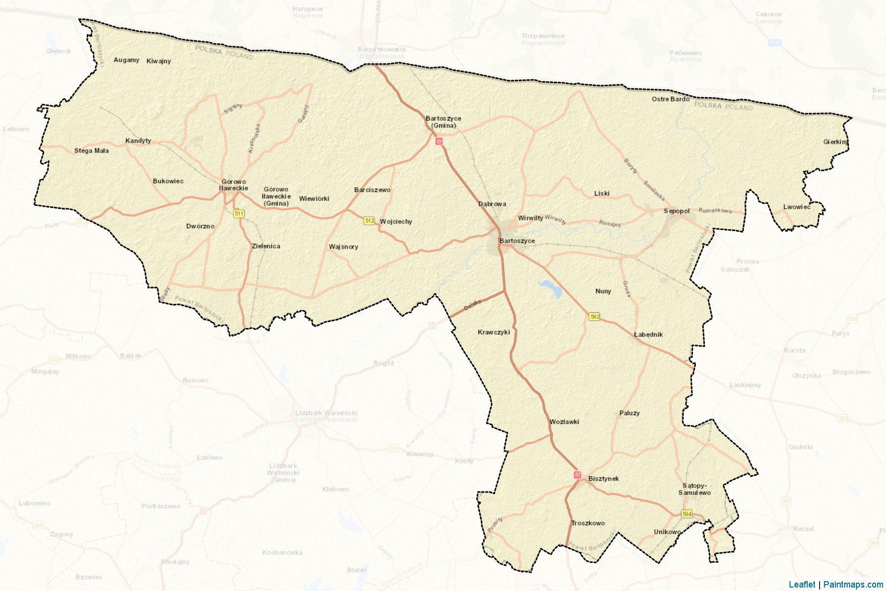 Muestras de recorte de mapas Bartoszycki (Warmińsko-Mazurskie)-2