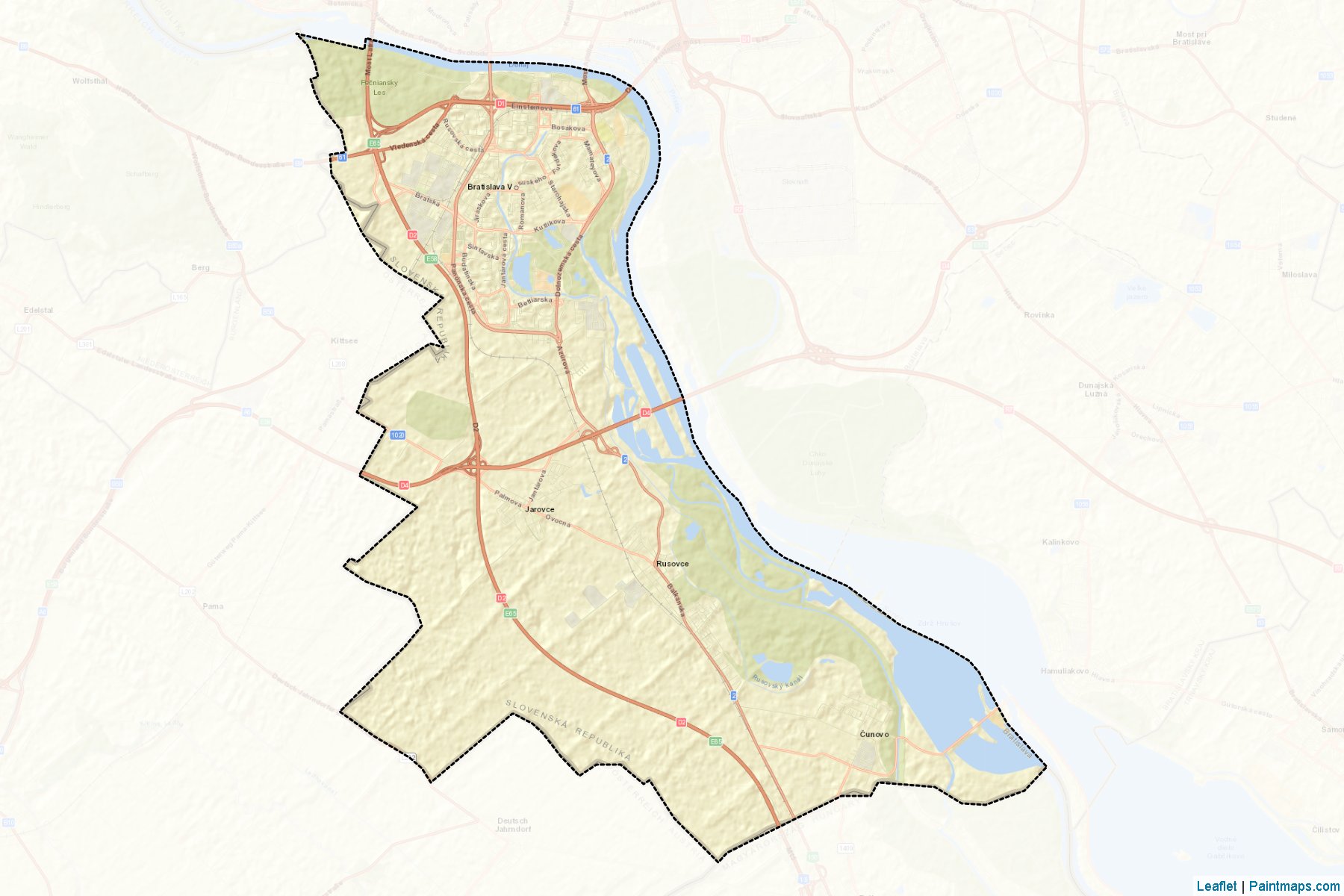 Muestras de recorte de mapas Bratislava V (Bratislavský kraj)-2