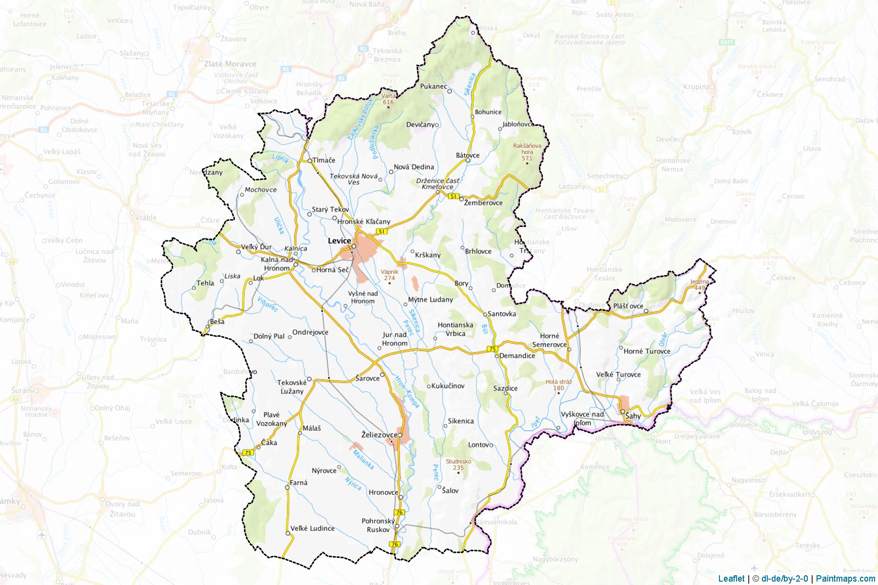 Levice ilçesi (Nitra Bölgesi) Haritası Örnekleri-1