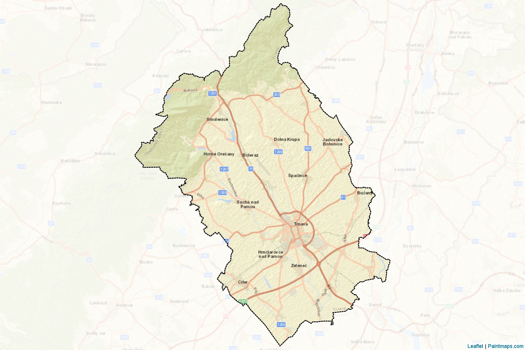 Muestras de recorte de mapas Trnava (Trnavský kraj)-2