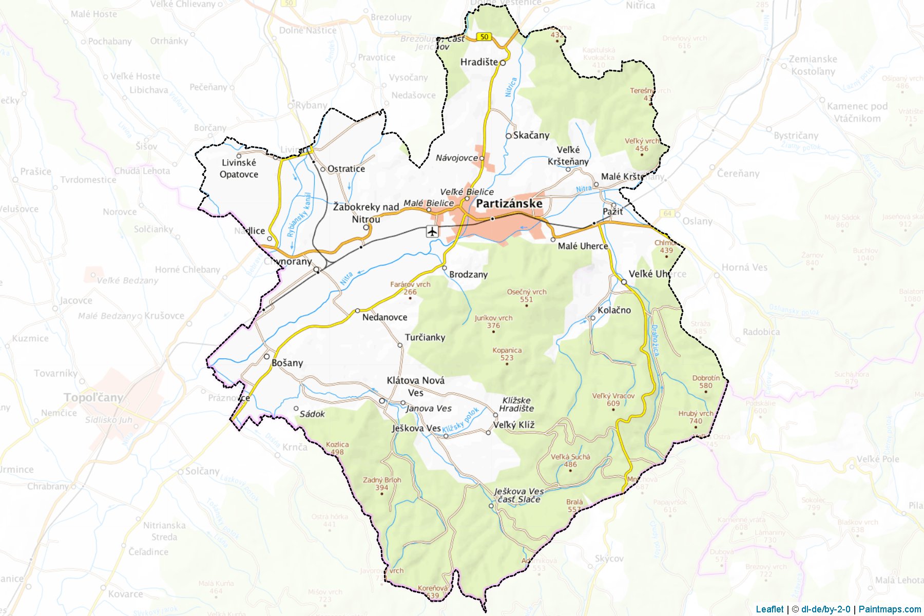 Partizánske (Trenčín Bölgesi) Haritası Örnekleri-1