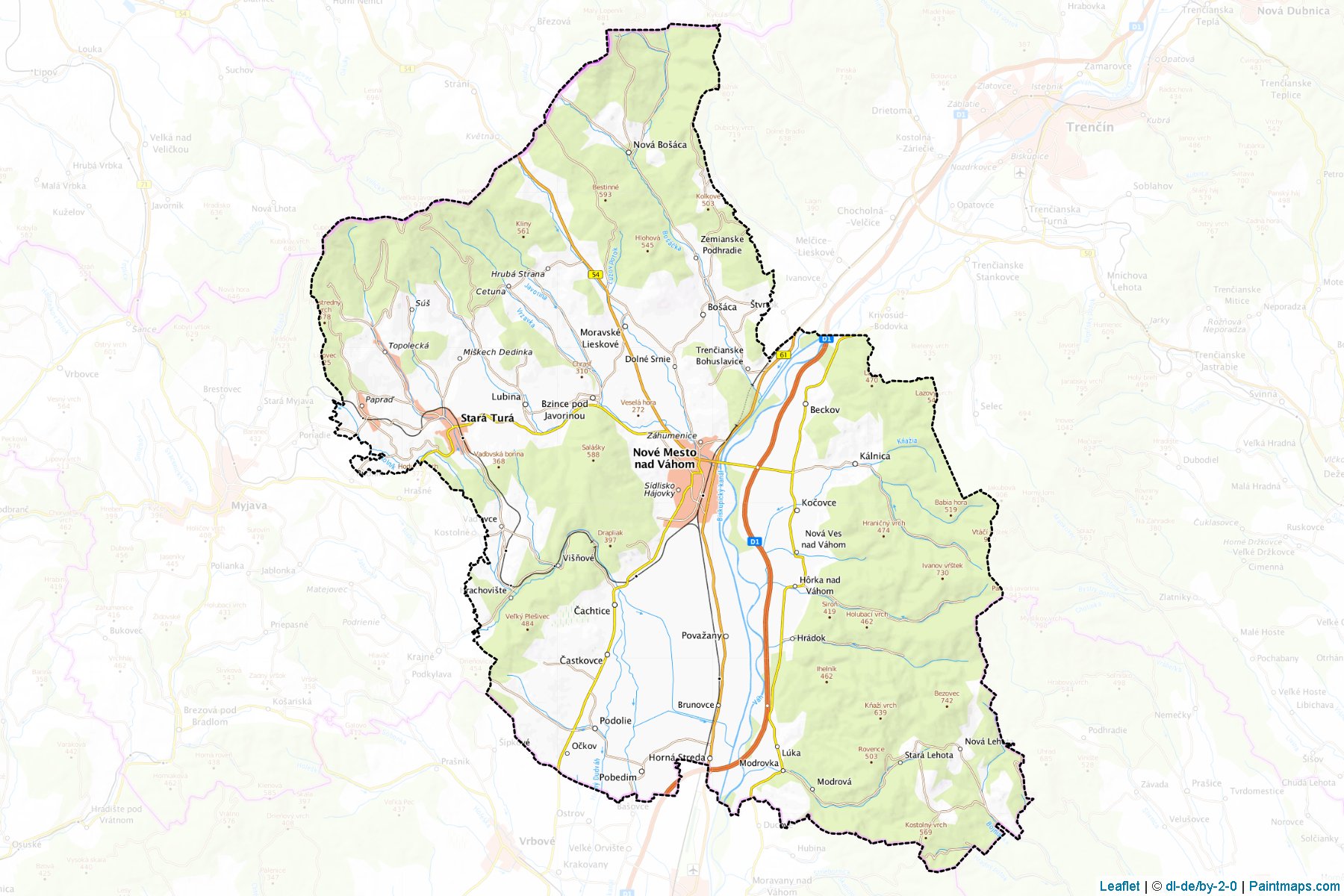 Nové Mesto nad Váhom (Trenčín Bölgesi) Haritası Örnekleri-1