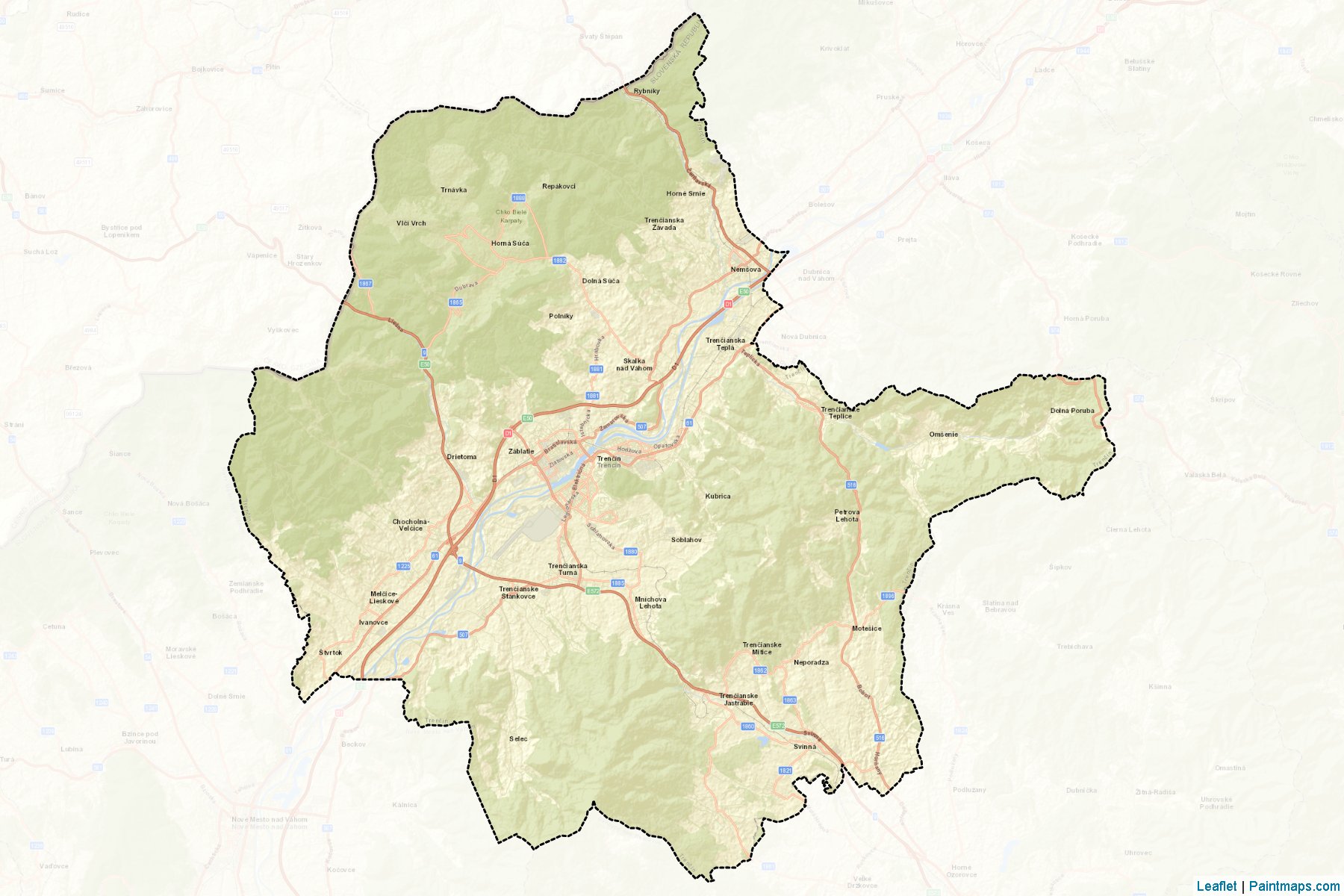 Muestras de recorte de mapas Trencín (Trenciansky kraj)-2