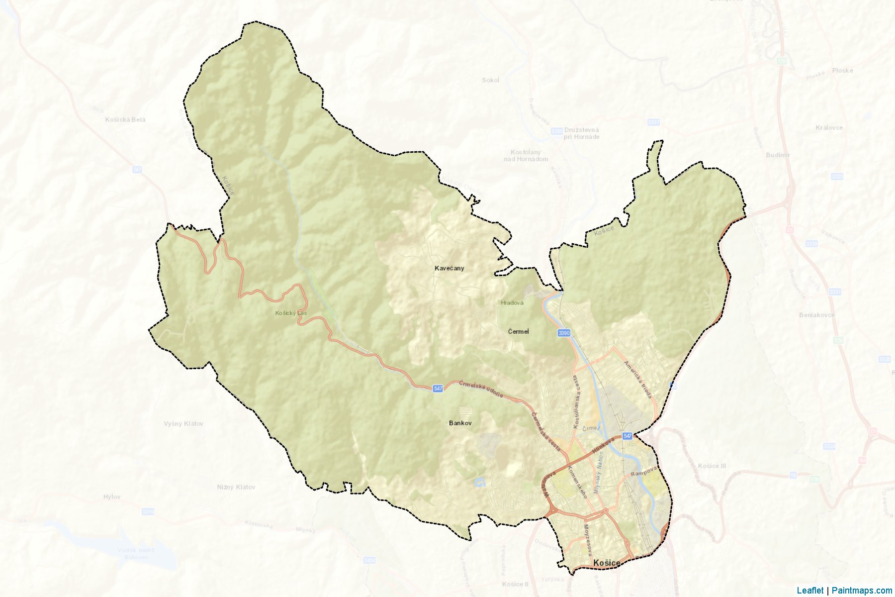 Muestras de recorte de mapas Košice I (Košický kraj)-2