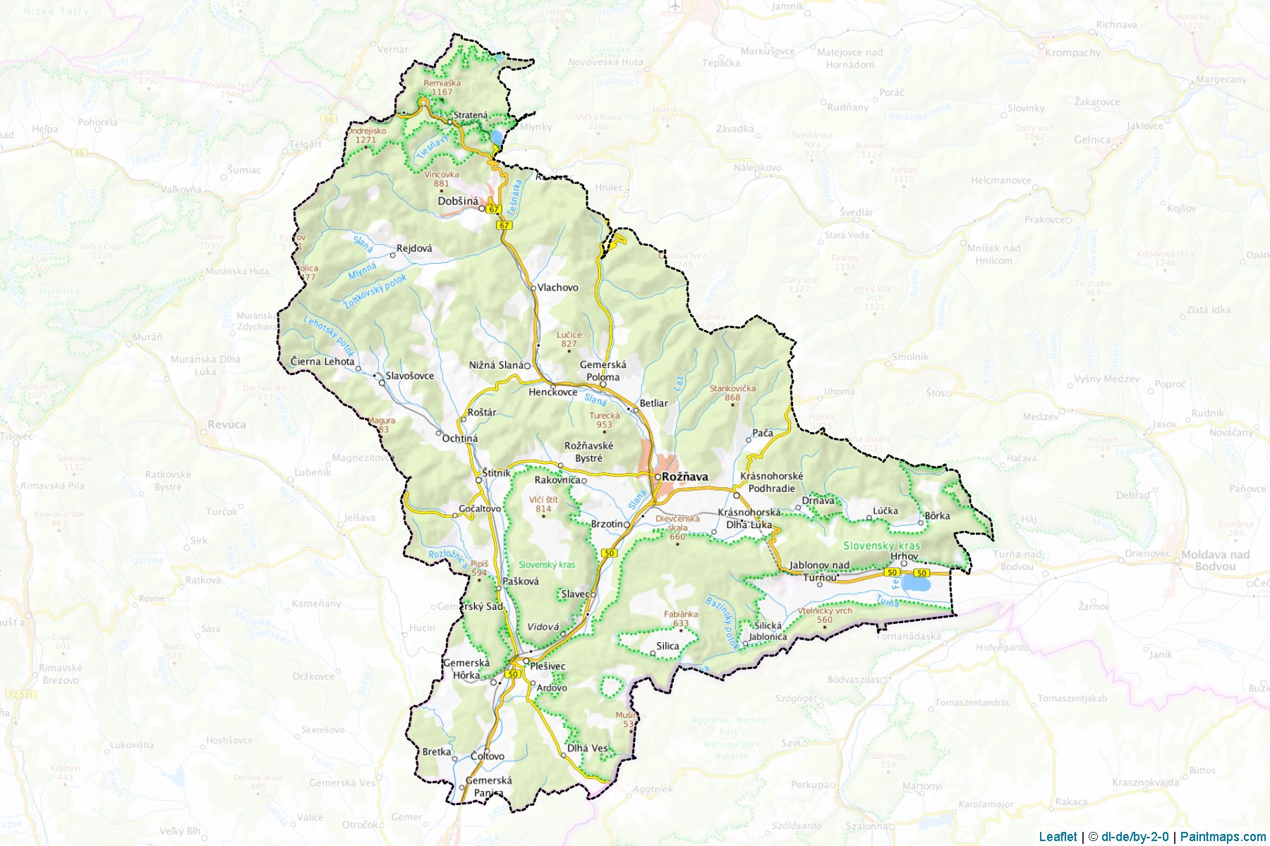 Muestras de recorte de mapas Rožnava (Košický kraj)-1