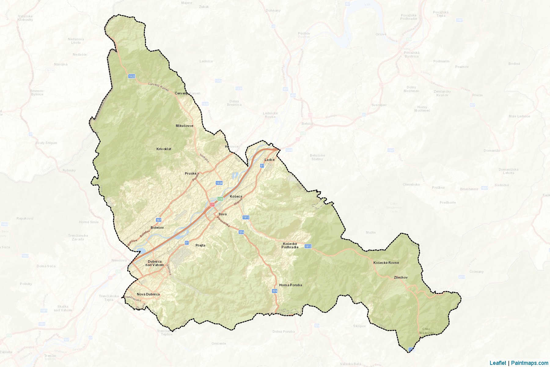 Muestras de recorte de mapas Ilava (Trenciansky kraj)-2