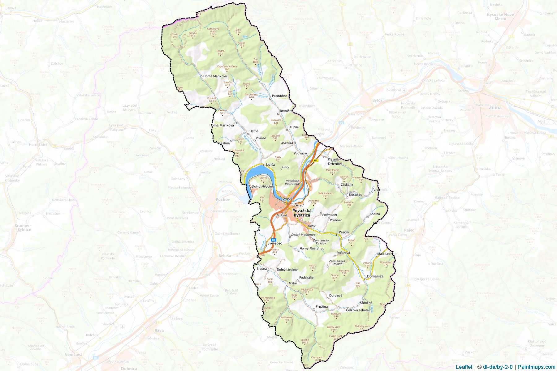 Povazská Bystrica (Trenciansky kraj) Map Cropping Samples-1