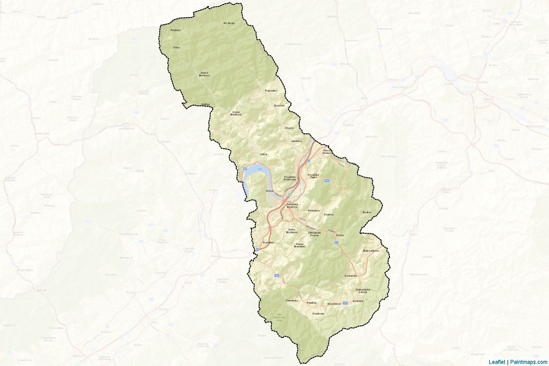 Muestras de recorte de mapas Považská Bystrica (Trenciansky kraj)-2