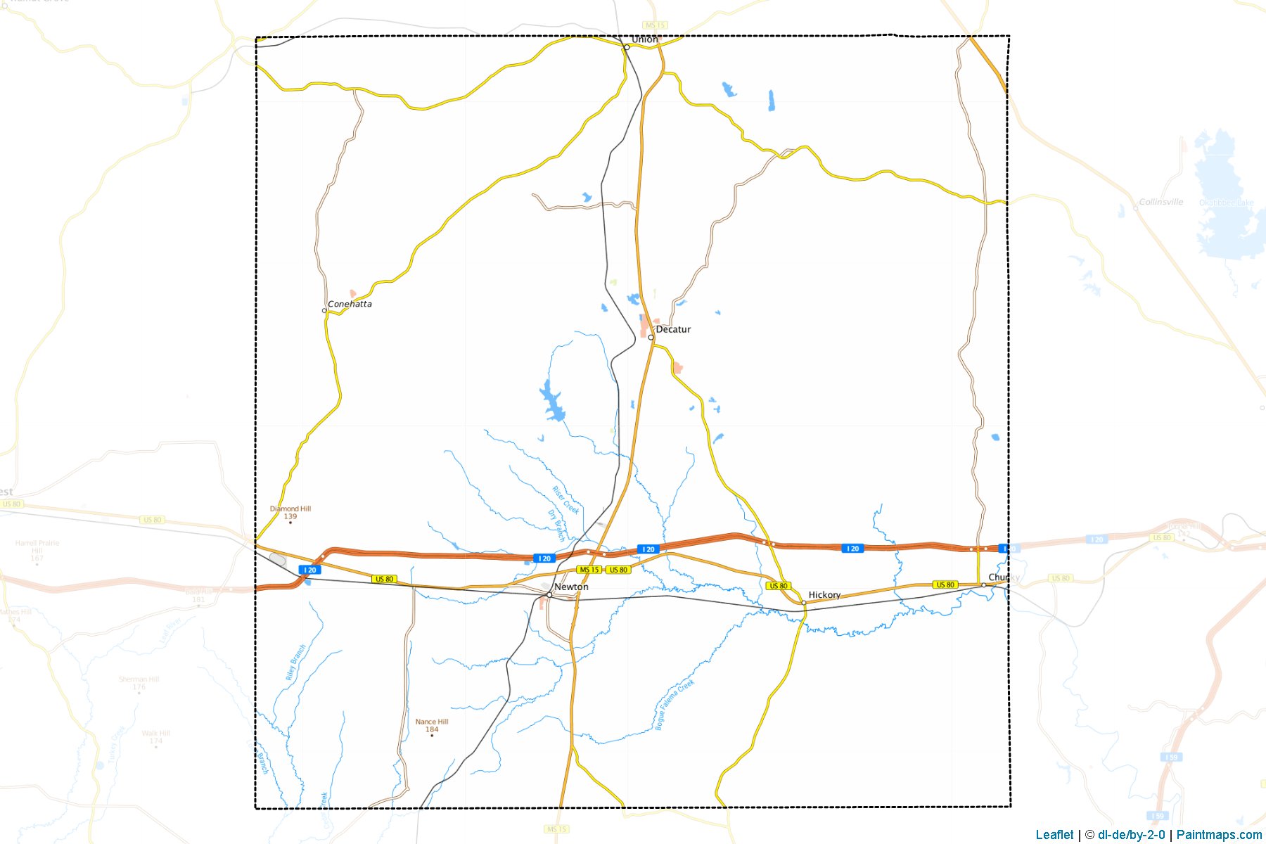 Muestras de recorte de mapas Newton (Mississippi)-1