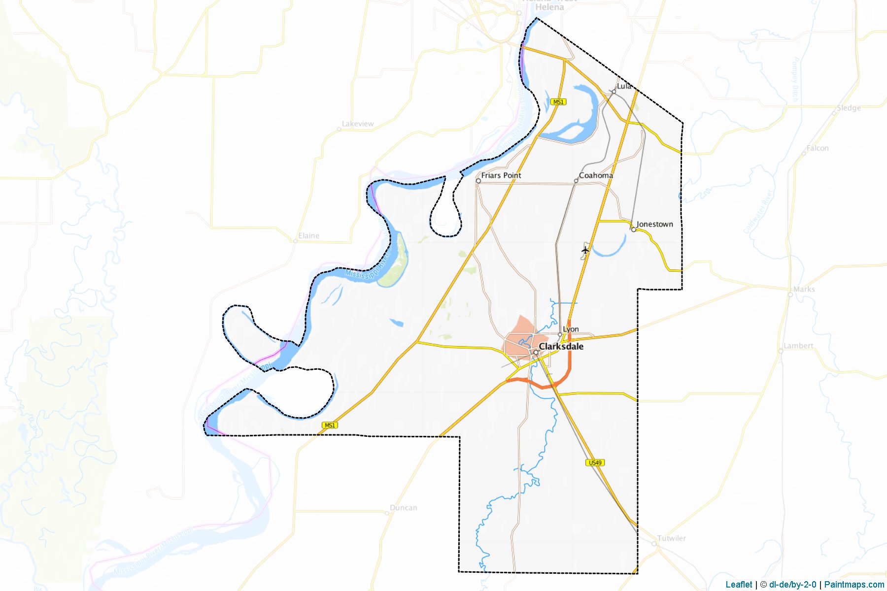 Muestras de recorte de mapas Coahoma (Mississippi)-1