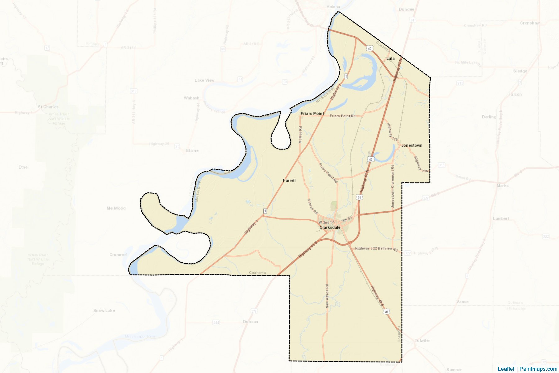 Muestras de recorte de mapas Coahoma (Mississippi)-2