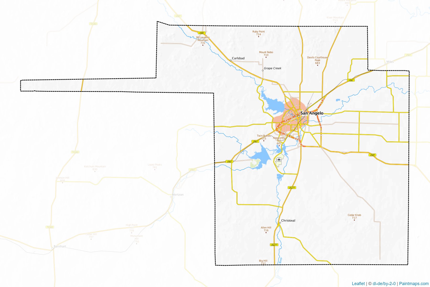 Muestras de recorte de mapas Tom Green (Texas)-1