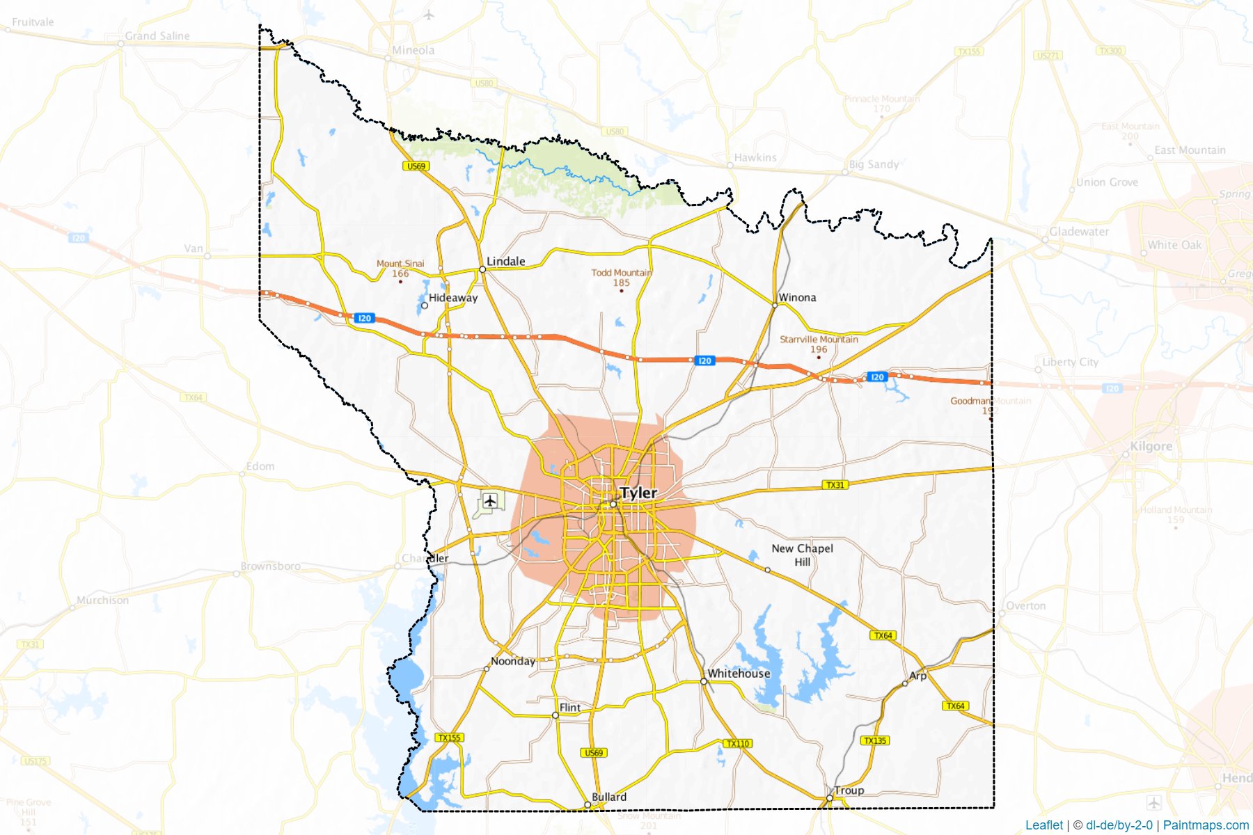 Muestras de recorte de mapas Smith (Texas)-1