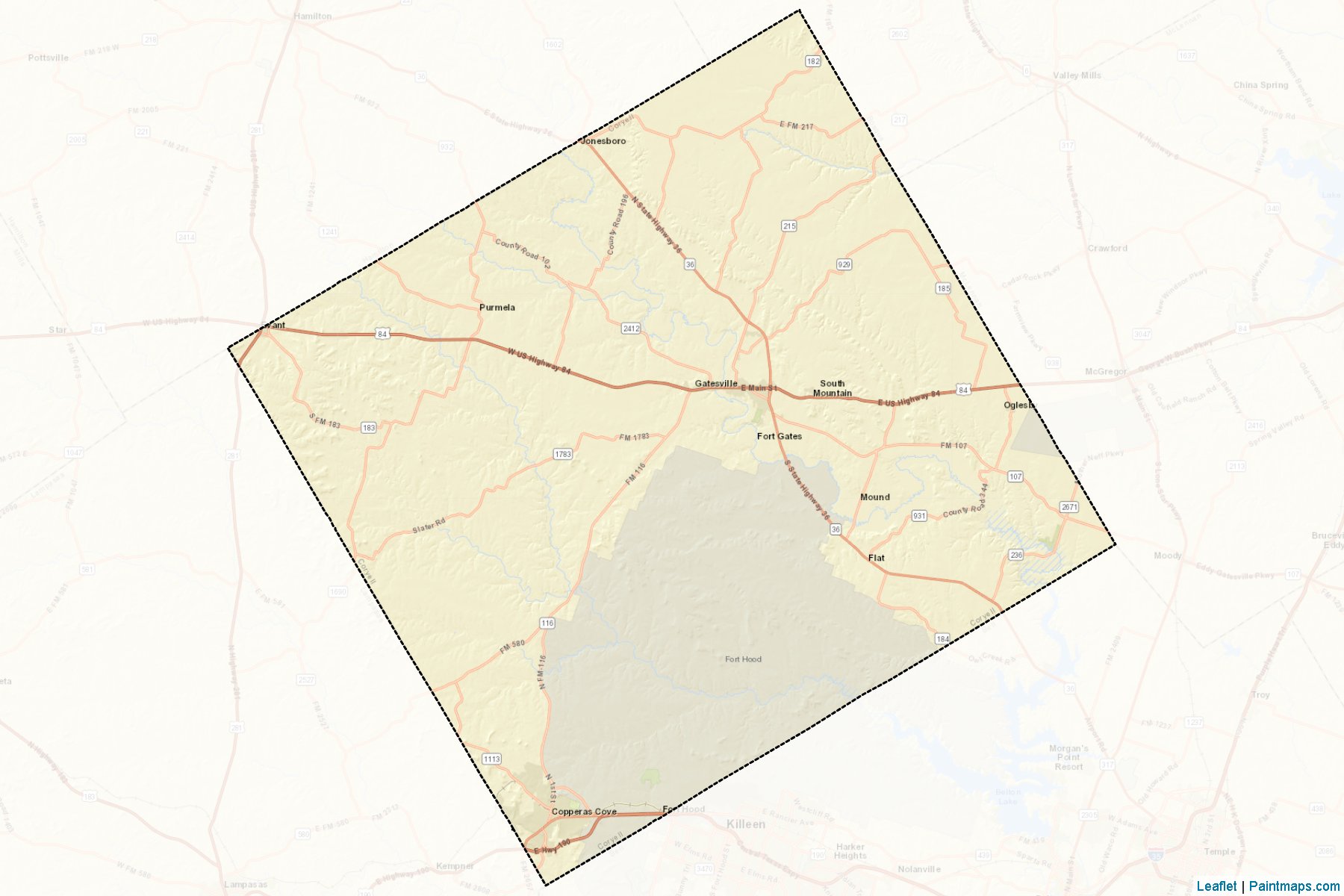 Coryell (Texas) Map Cropping Samples-2