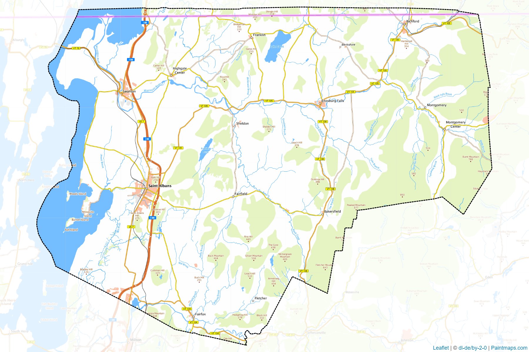 Muestras de recorte de mapas Franklin (Vermont)-1