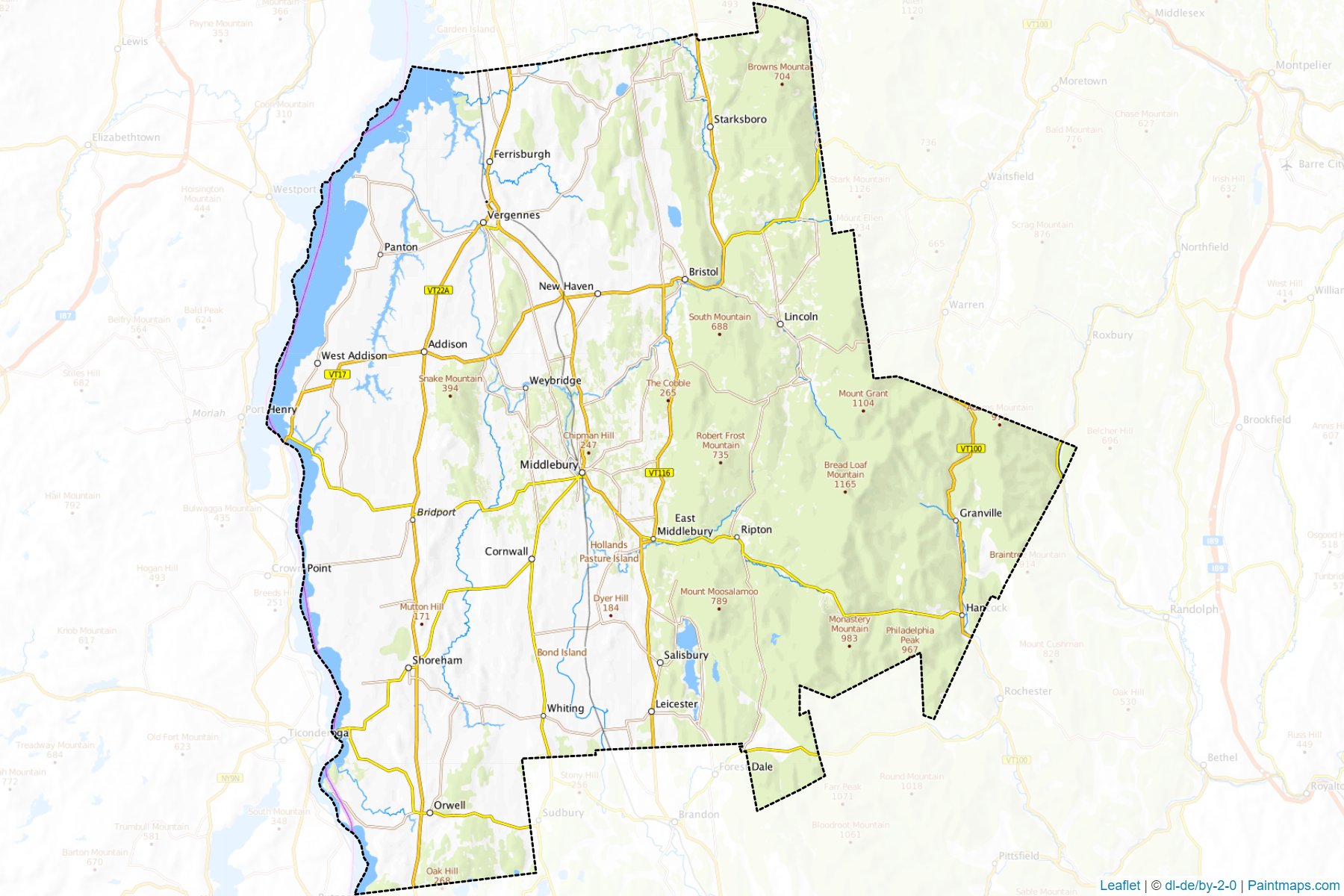 Muestras de recorte de mapas Addison (Vermont)-1