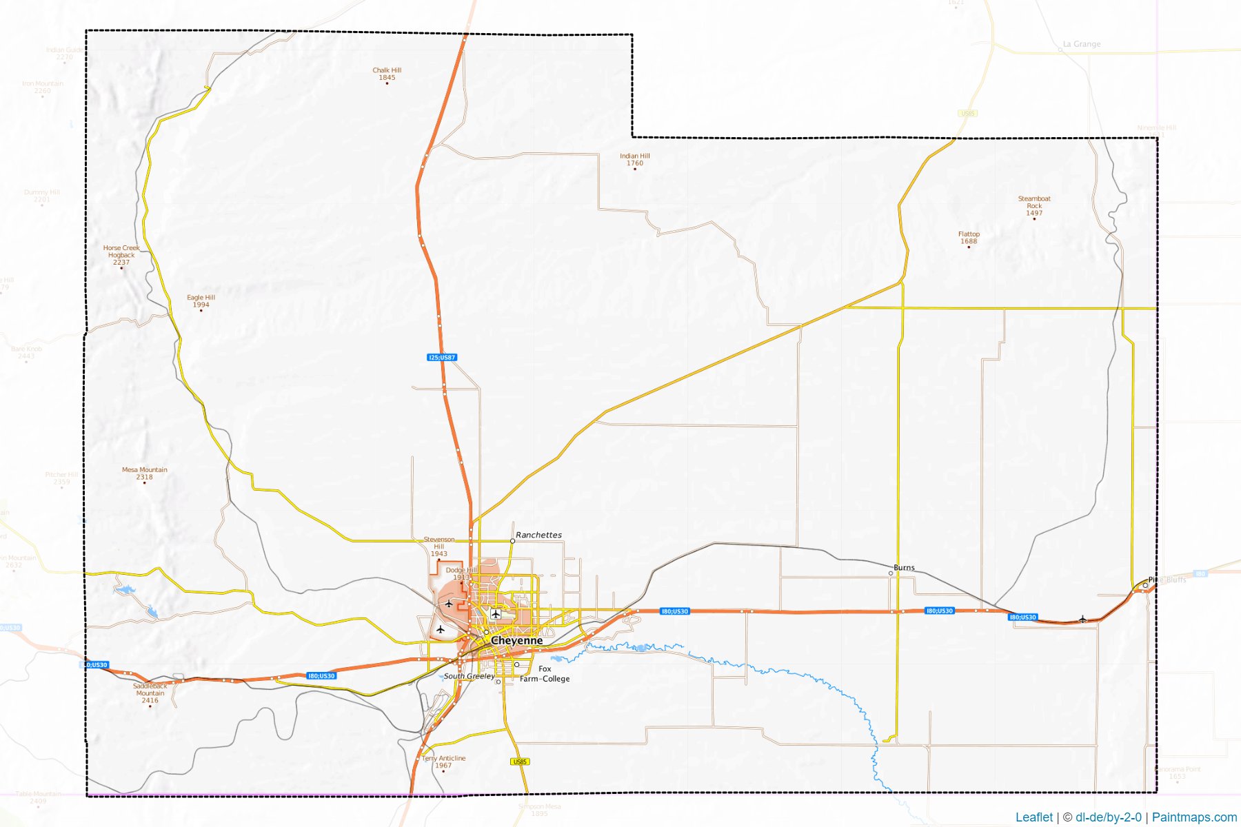 Muestras de recorte de mapas Laramie (Wyoming)-1