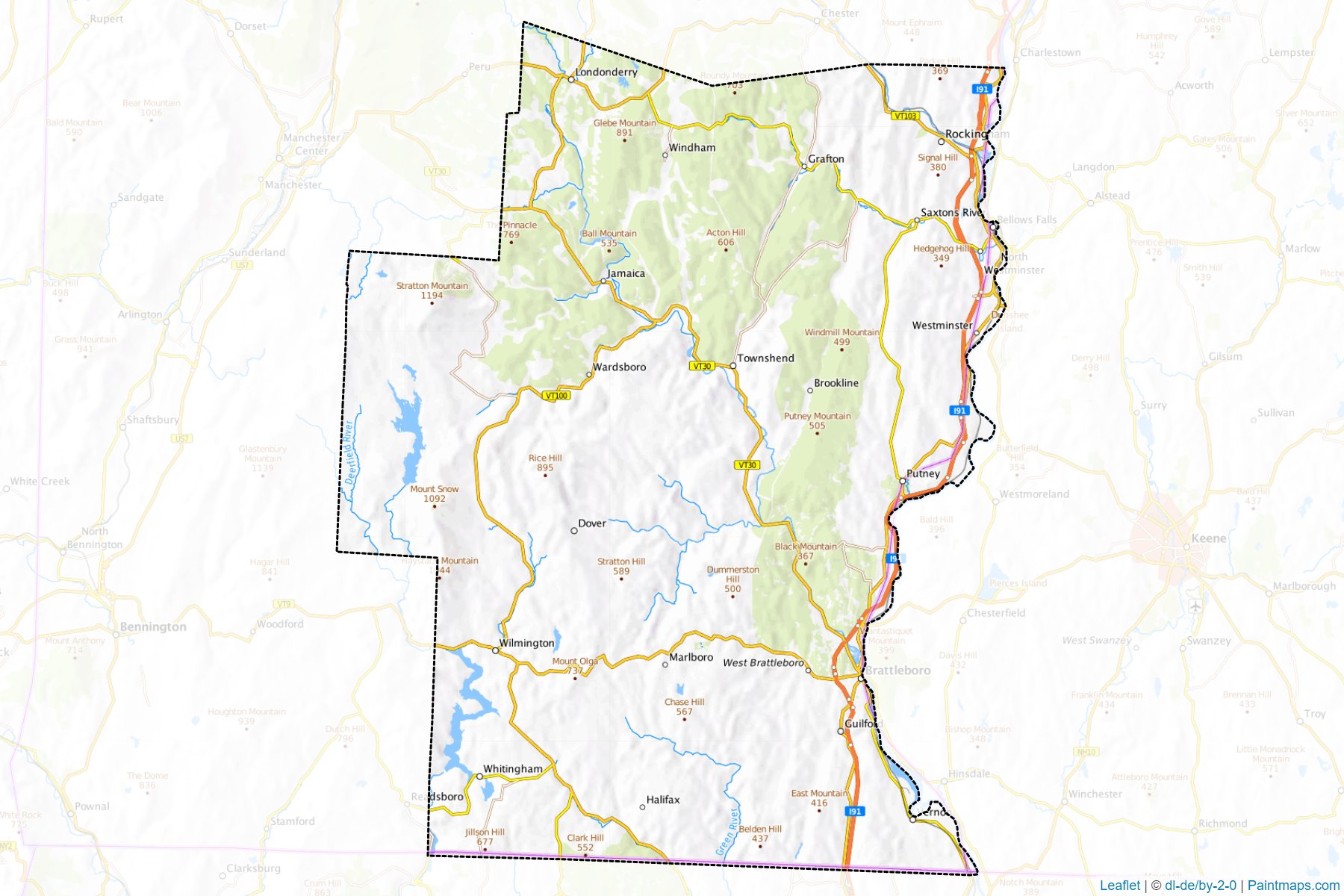 Muestras de recorte de mapas Windham (Vermont)-1