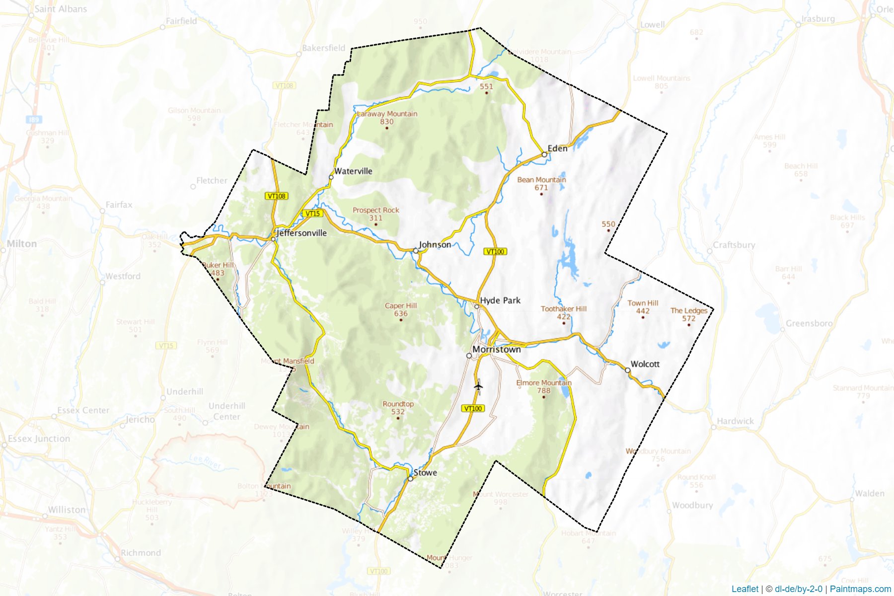 Muestras de recorte de mapas Lamoille (Vermont)-1