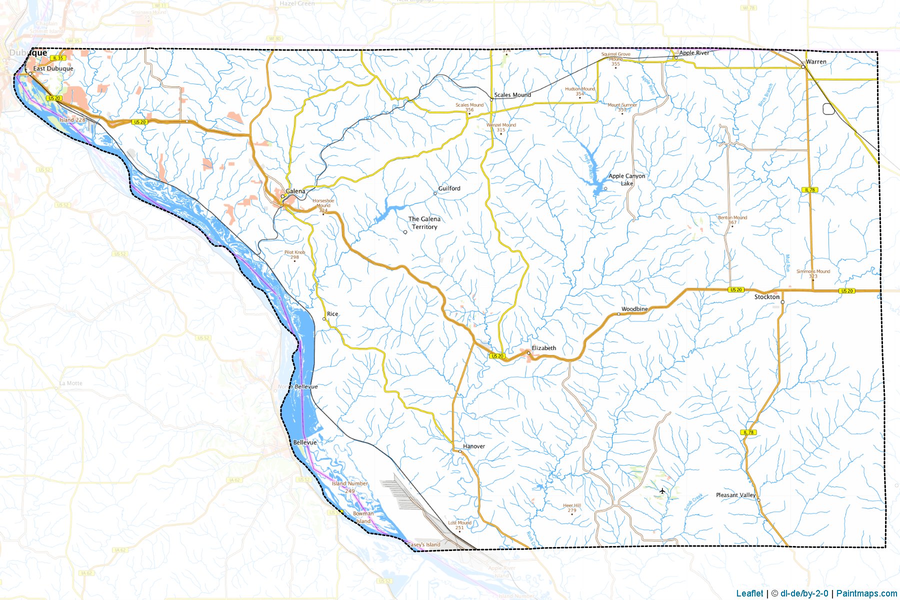 Muestras de recorte de mapas Jo Daviess (Illinois)-1