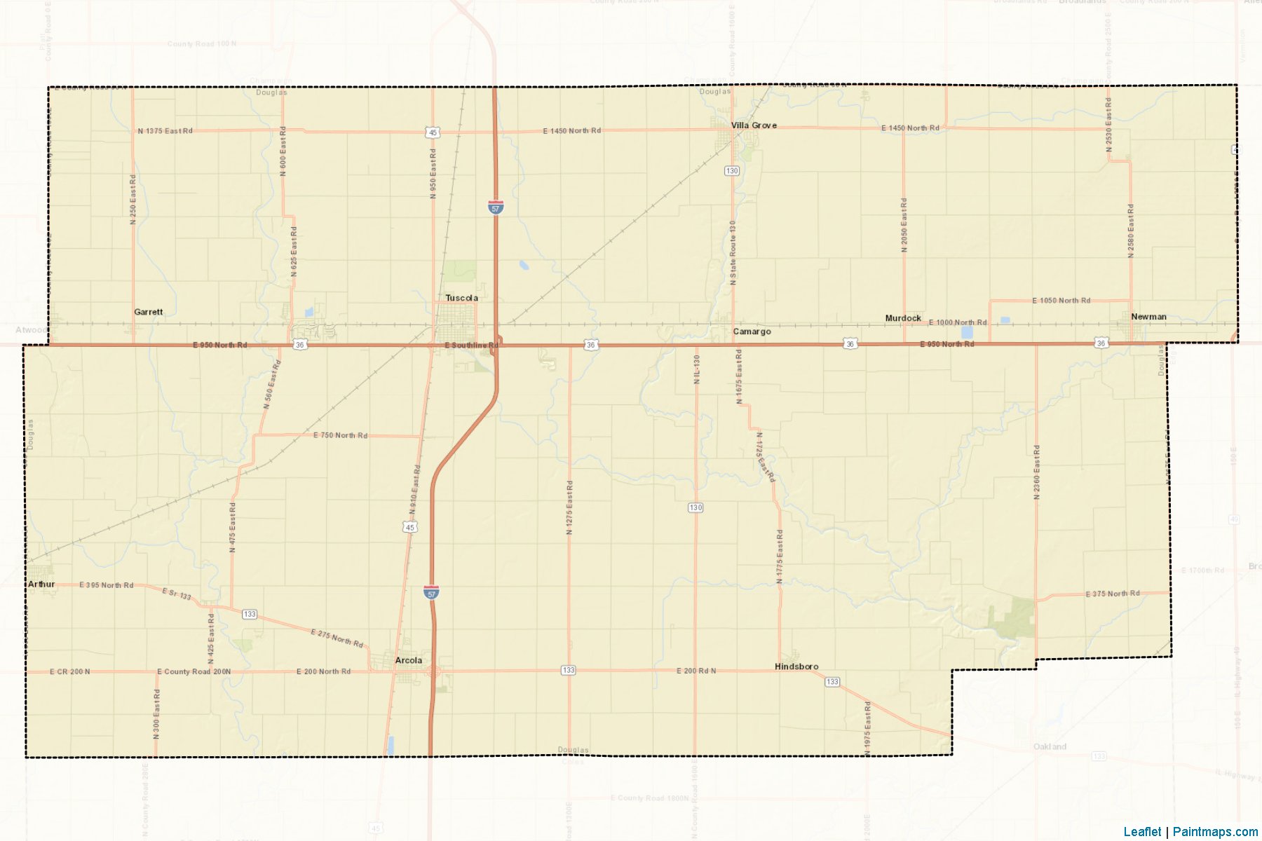 Muestras de recorte de mapas Douglas (Illinois)-2