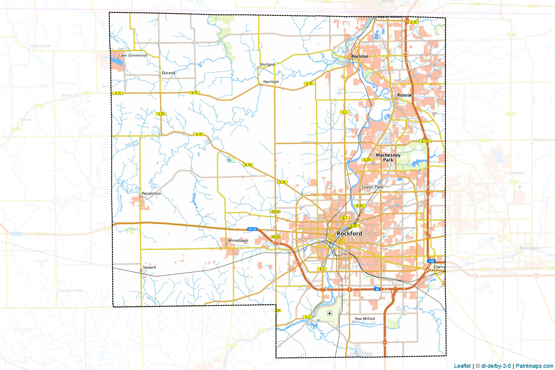 Winnebago County (Illinois) Haritası Örnekleri-1